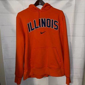 Nike Illinois University Center Swoosh Orange Pullover Hoodie Size Medium